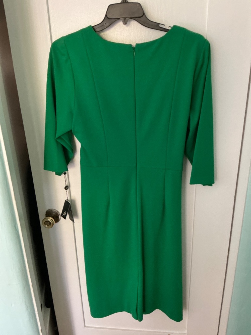 NWT Adrianna Papell 16W Emerald Green Tie Waist Sheath Dress - Picture 4 of 4